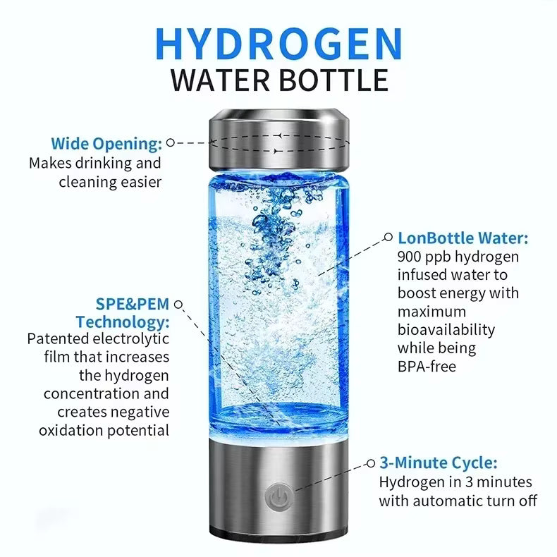 Hydrogen-Rich Water Cup Electric Hydrogen Rich Water Generator Bottle Titanium Quality Filter Portable Antioxidant Lonizer 420ml by AliShop