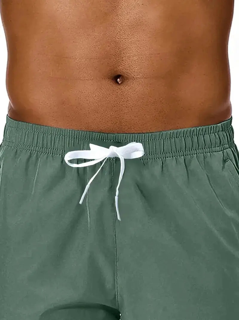 Men 2025 New Summer Beach New Models Solid Color Fashion Leisure Comfortable Elastic Waist Double Pockets Cool Sports Shorts by AliShop
