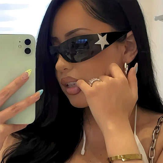 New Women's Rimless Star Decoration Integrated Y2K Hot Girl Style Hip Hop Fashion Sunglasses Beach Party Glasses Men by AliShop