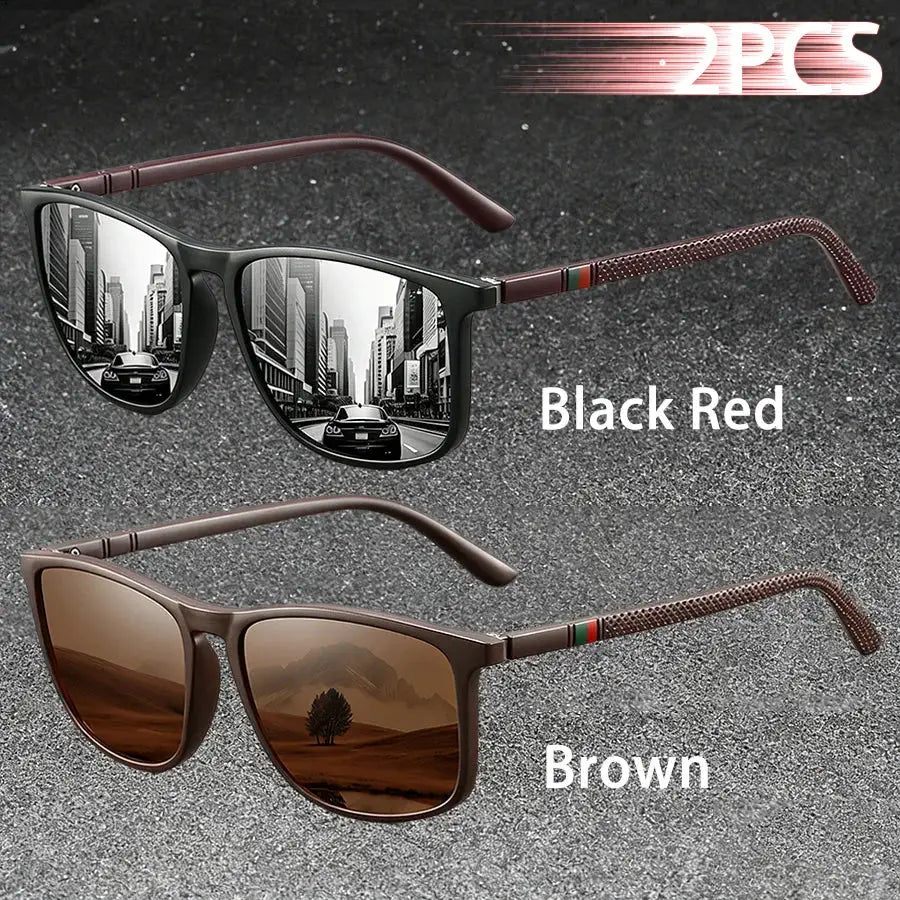 2PCS Classic Fashion Colorful stripes design Sunglasses Men Women Driving Fishing leisure Men Brand Designer Retro Sun Glasses by AliShop