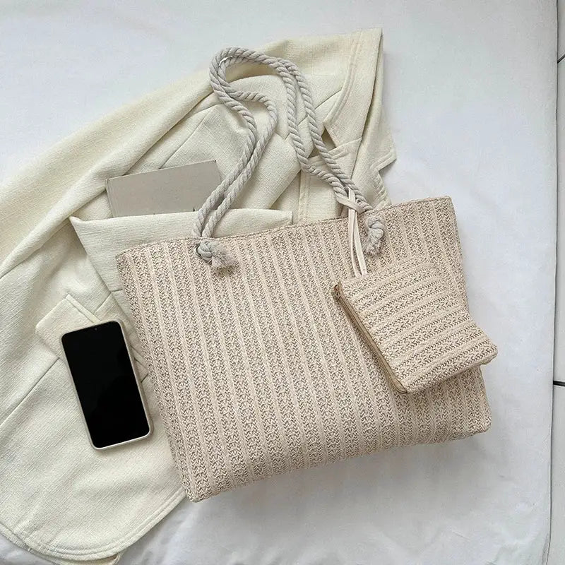 Fashion Large Capacity Straw Tote Bag Designer Women Handbags Handamde Woven Summer Beach Bag Casual Bali Big Purse by AliShop