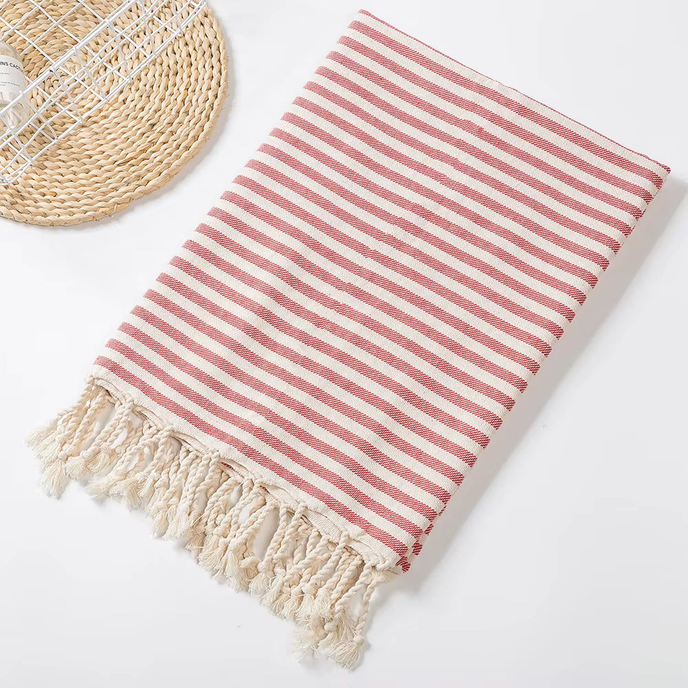 YEUZLI COTTON Hot Sale luxury Striped Tassel 100% cotton sauna spa bath towel For Home 100*180CM Travel Turkish Large beach towel by AliShop