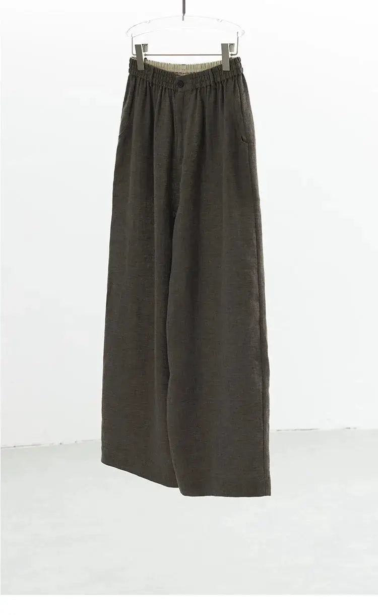 21 Count Ramie Elastic Waist Plus Size Casual Pants Loose Linen Women's Trousers 2026 Spring/Summer Women's Fashion by AliShop