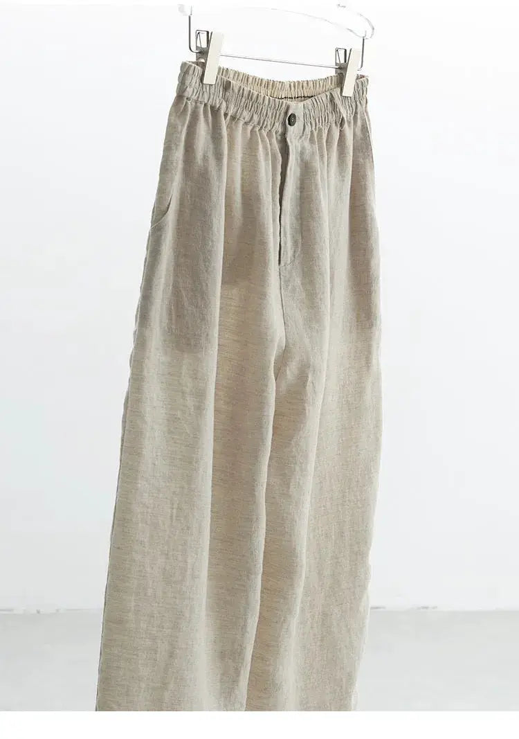 21 Count Ramie Elastic Waist Plus Size Casual Pants Loose Linen Women's Trousers 2026 Spring/Summer Women's Fashion by AliShop