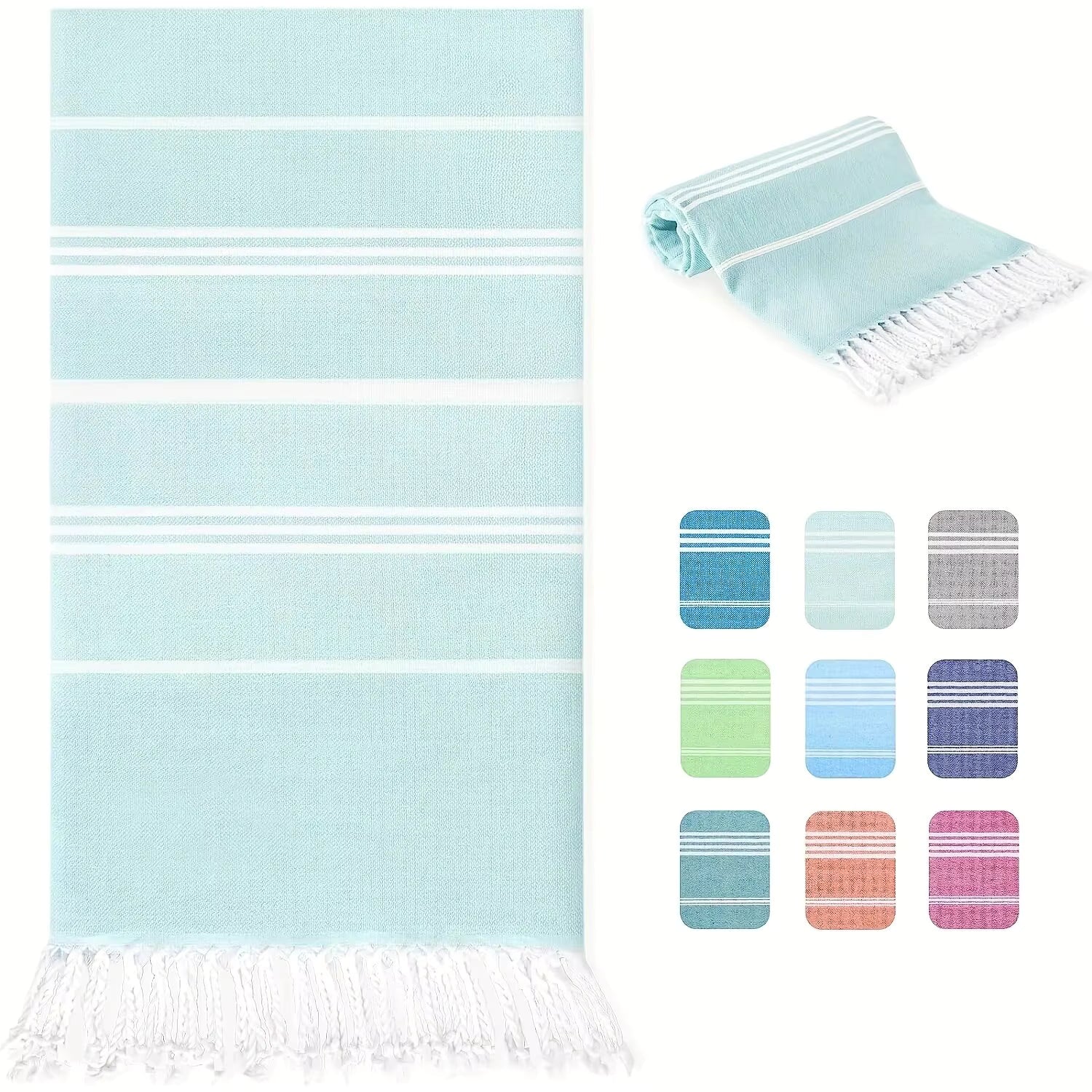 Thin 100X180cm Turkish Beach Towel Oversized Sand Free Tassel Quick Dry Swim Extra Large Light Travel for Adults Gifts Accessories by AliShop