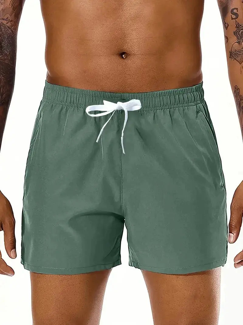 Men 2025 New Summer Beach New Models Solid Color Fashion Leisure Comfortable Elastic Waist Double Pockets Cool Sports Shorts by AliShop