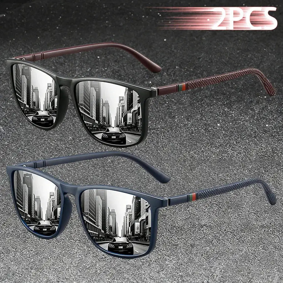 2PCS Classic Fashion Colorful stripes design Sunglasses Men Women Driving Fishing leisure Men Brand Designer Retro Sun Glasses by AliShop
