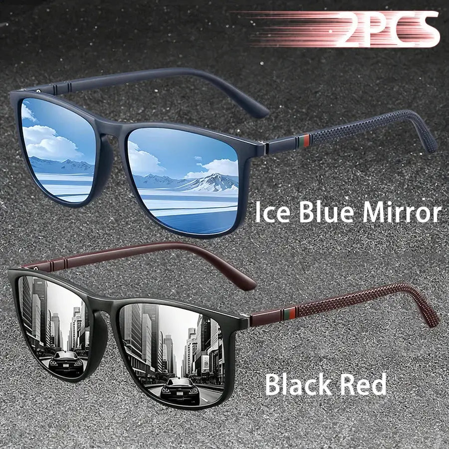 2PCS Classic Fashion Colorful stripes design Sunglasses Men Women Driving Fishing leisure Men Brand Designer Retro Sun Glasses by AliShop