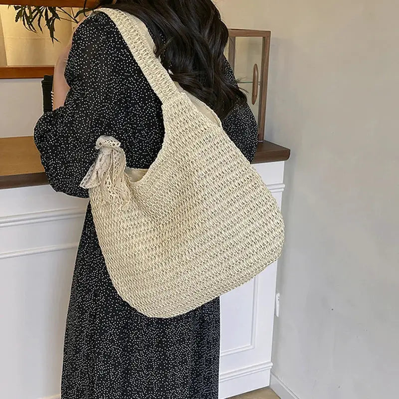 Fashion Rattan Women Shoulder Bags Woven Female Handbags Large Capacity Summer Beach Straw Bags Casual Tote Purses by AliShop