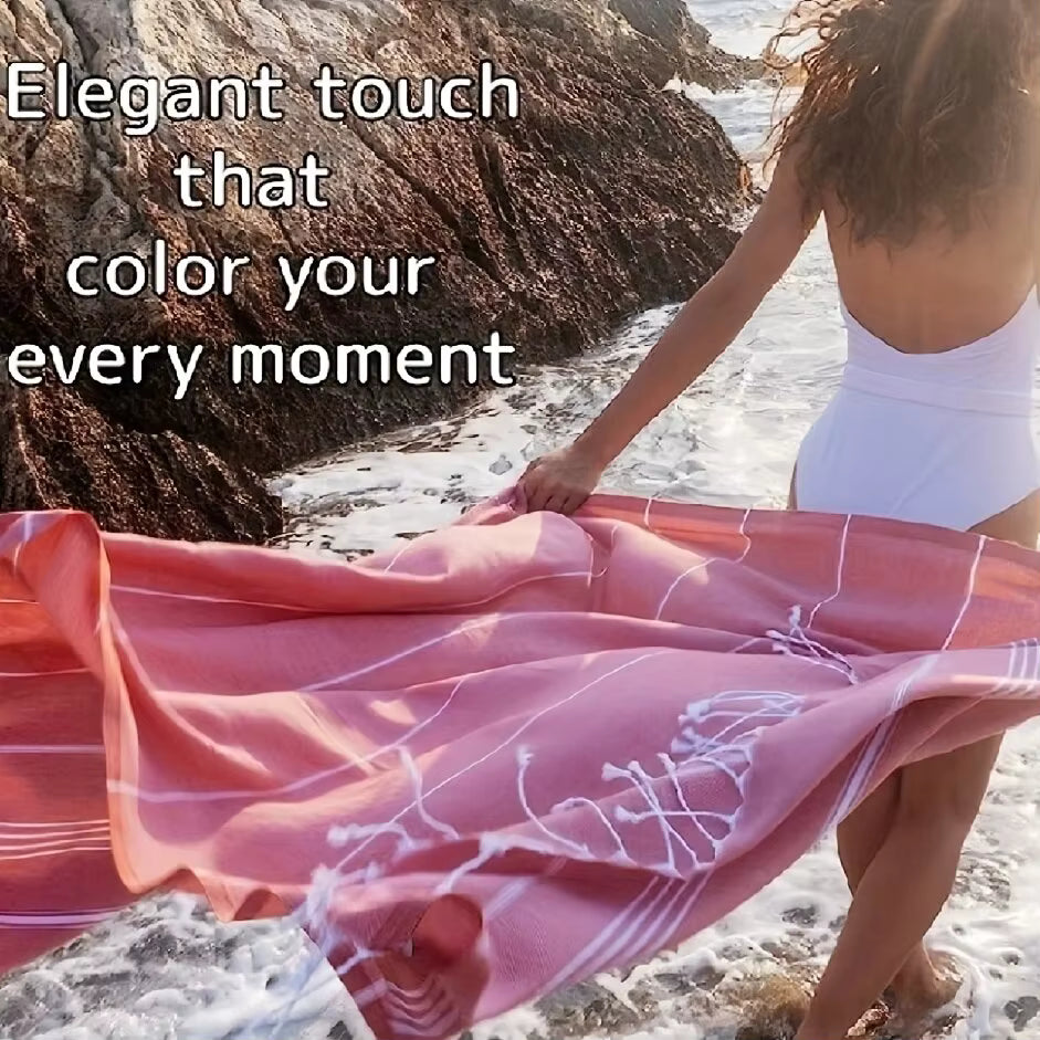 Thin 100X180cm Turkish Beach Towel Oversized Sand Free Tassel Quick Dry Swim Extra Large Light Travel for Adults Gifts Accessories by AliShop