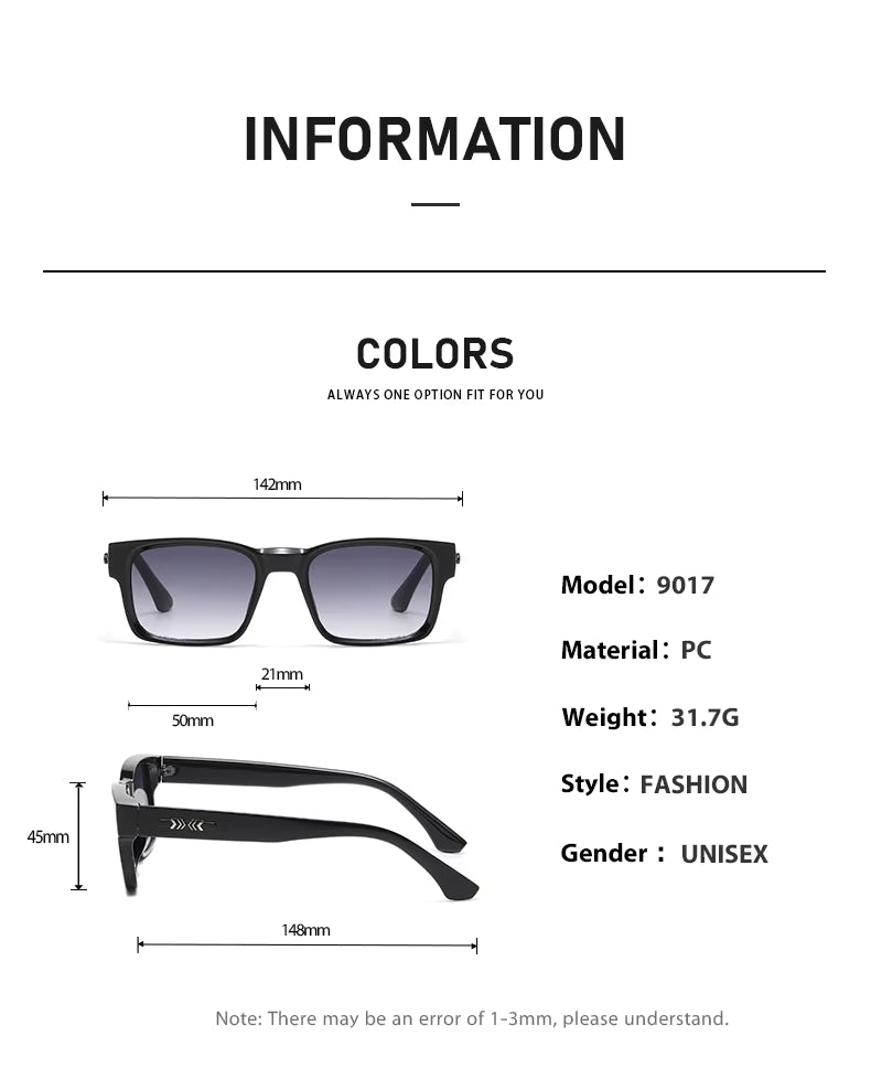 Light Luxury Square Sunglasses Minimalist Design Elegant Unisex Uv400 Protection Sun Glasses 9017 by AliShop