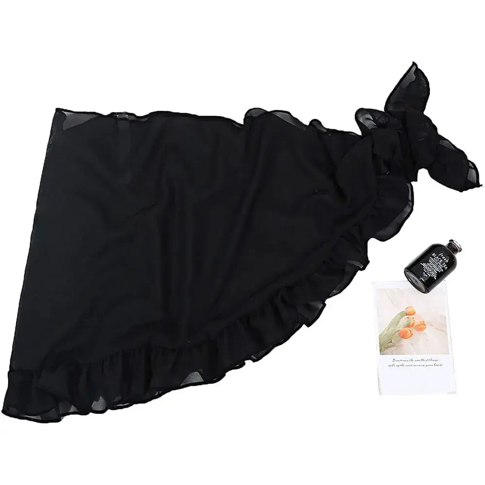 Swimsuit Coverups for Women Ruffle Hem Sarong Beach Bikini Wrap Sheer Short Skirt Chiffon Scarf for Swimwear by AliShop