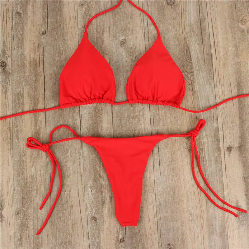 Women Triangle Bikini Set Halter Tie-Up Two Piece Swimsuit Thong Bottom Bathing Suit Beachwear by AliShop