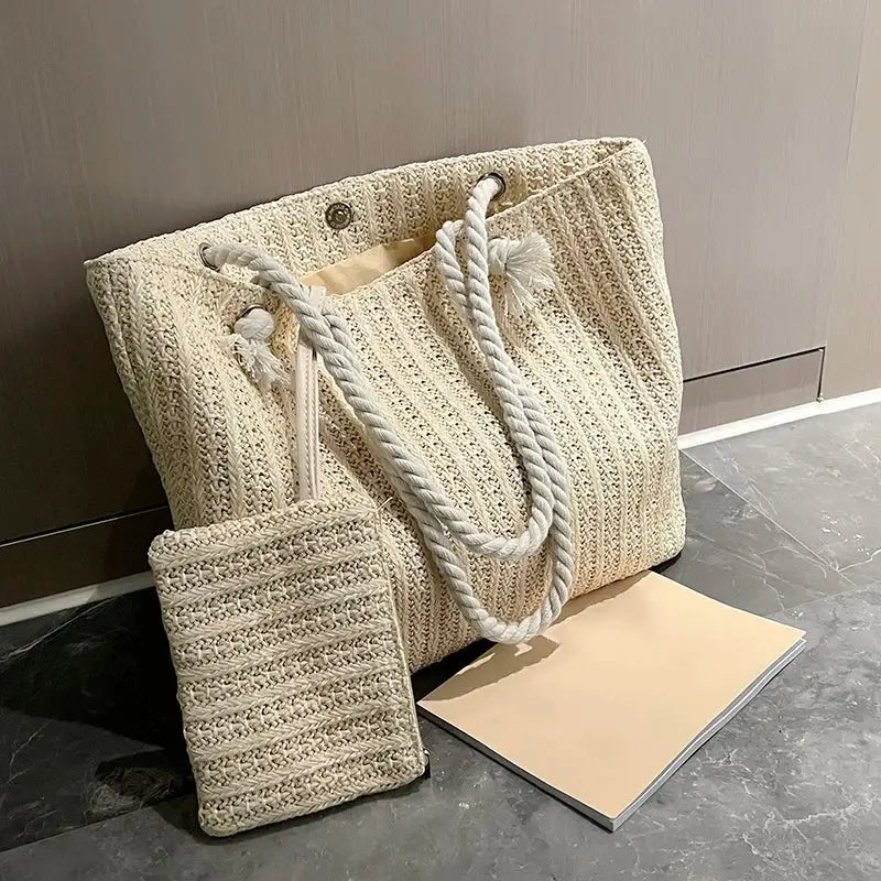 Fashion Large Capacity Straw Tote Bag Designer Women Handbags Handamde Woven Summer Beach Bag Casual Bali Big Purse by AliShop