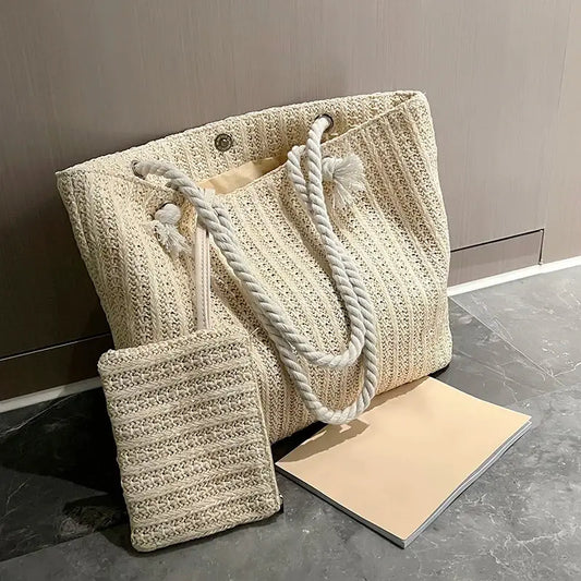 Fashion Large Capacity Straw Tote Bag Designer Women Handbags Handamde Woven Summer Beach Bag Casual Bali Big Purse by AliShop