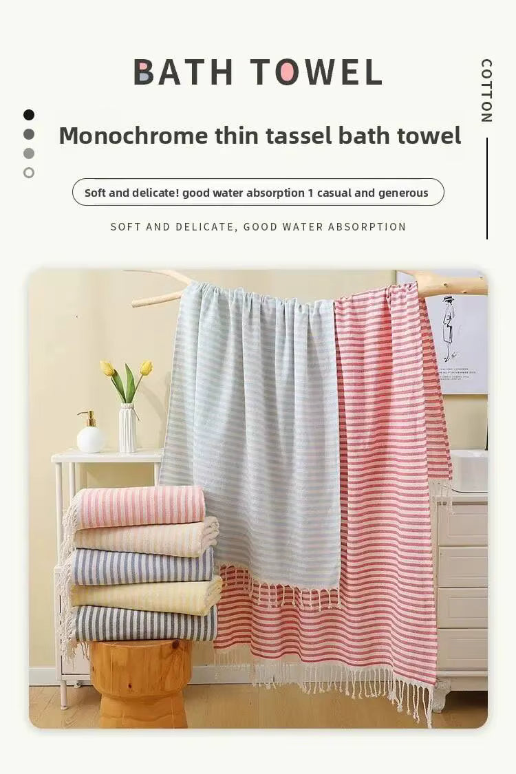100x180CM Cotton Turkish Beach Towel Sauna Spa Gym Sports Fitness Fringed Bath Towel Shawl Scarf Sang Travel Blanket by AliShop