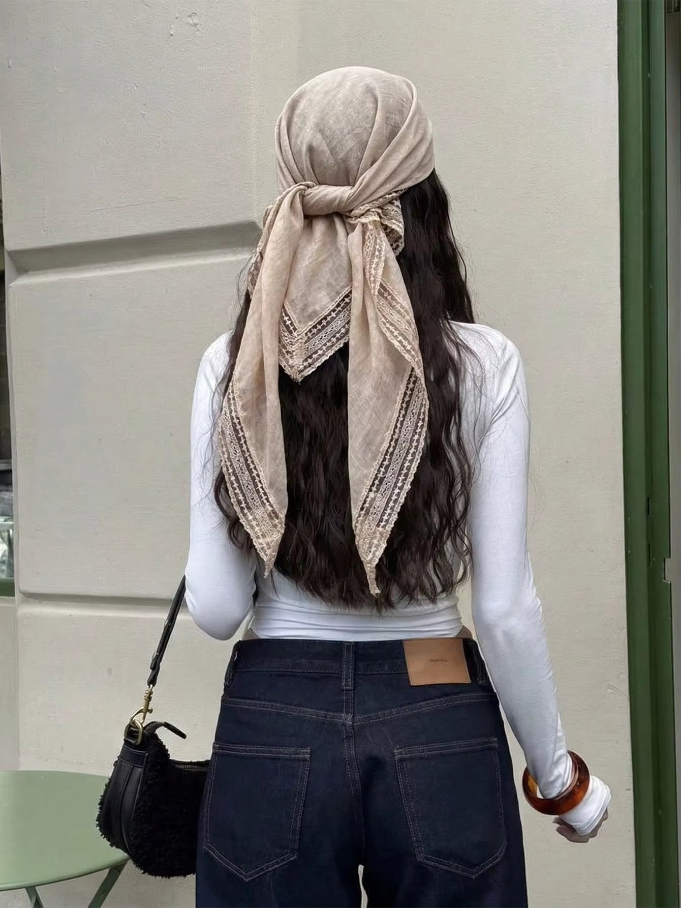 Bohemian Solid Lace Trim Scarf for Women Square Cotton Hijabs Soft Sun-Protection Shawl Summer Beach Sarong Headband 2026 by AliShop