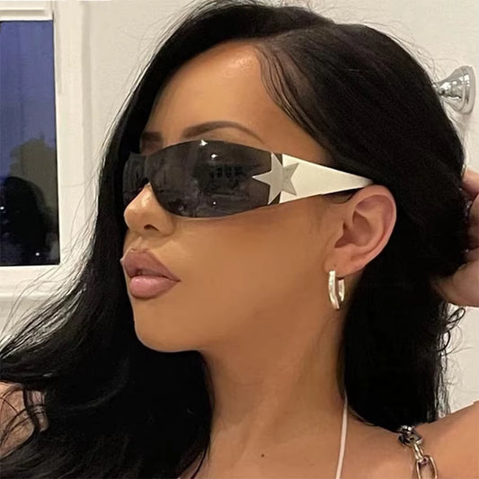 New Women's Rimless Star Decoration Integrated Y2K Hot Girl Style Hip Hop Fashion Sunglasses Beach Party Glasses Men by AliShop