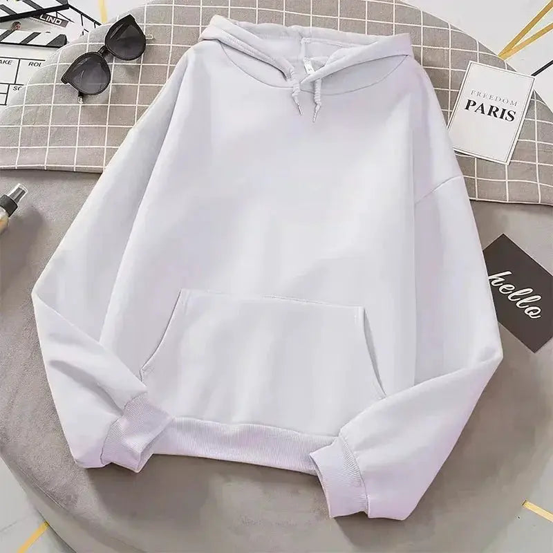 White Hoodies men women Autumn Long Sleeve Pullover Tops Casual Pocket Hoodies Unisex Outer Loose Sport Wear by AliShop
