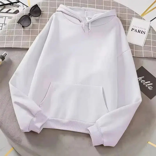 White Hoodies men women Autumn Long Sleeve Pullover Tops Casual Pocket Hoodies Unisex Outer Loose Sport Wear by AliShop