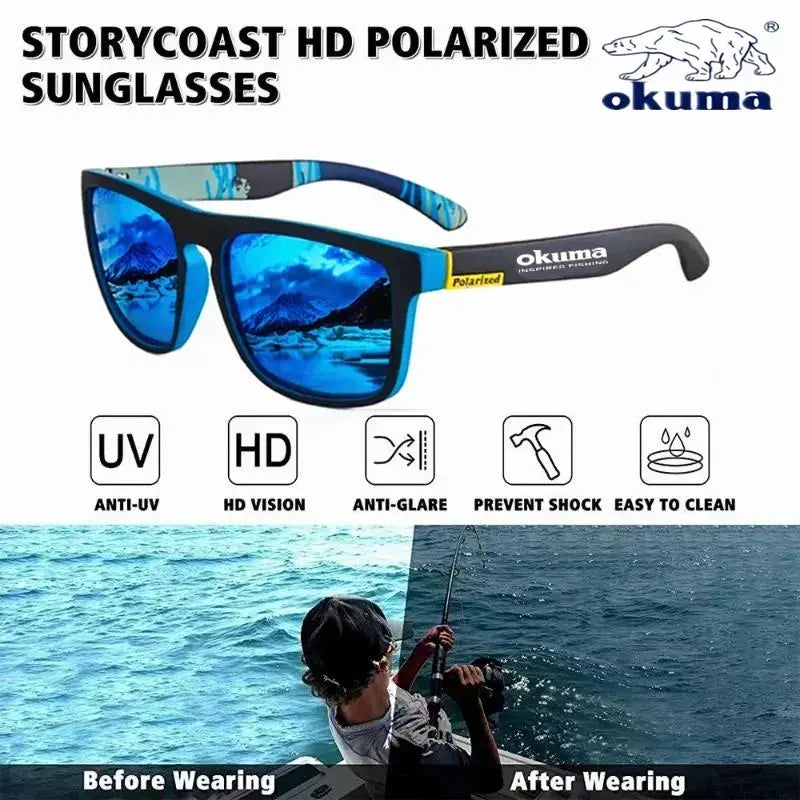 Okuma polarized sunglasses UV400 for men and women outdoor hunting, fishing, driving bicycles, sunglasses optional box by AliShop