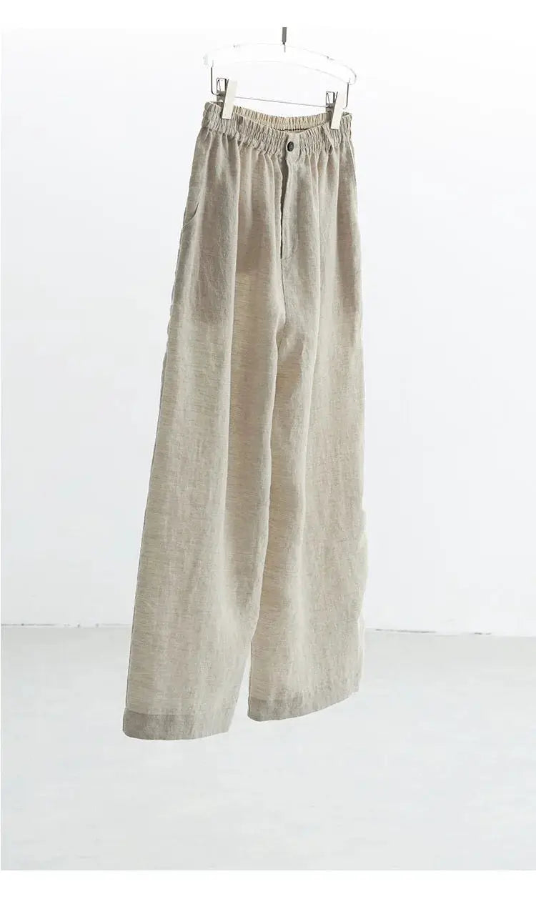 21 Count Ramie Elastic Waist Plus Size Casual Pants Loose Linen Women's Trousers 2026 Spring/Summer Women's Fashion by AliShop