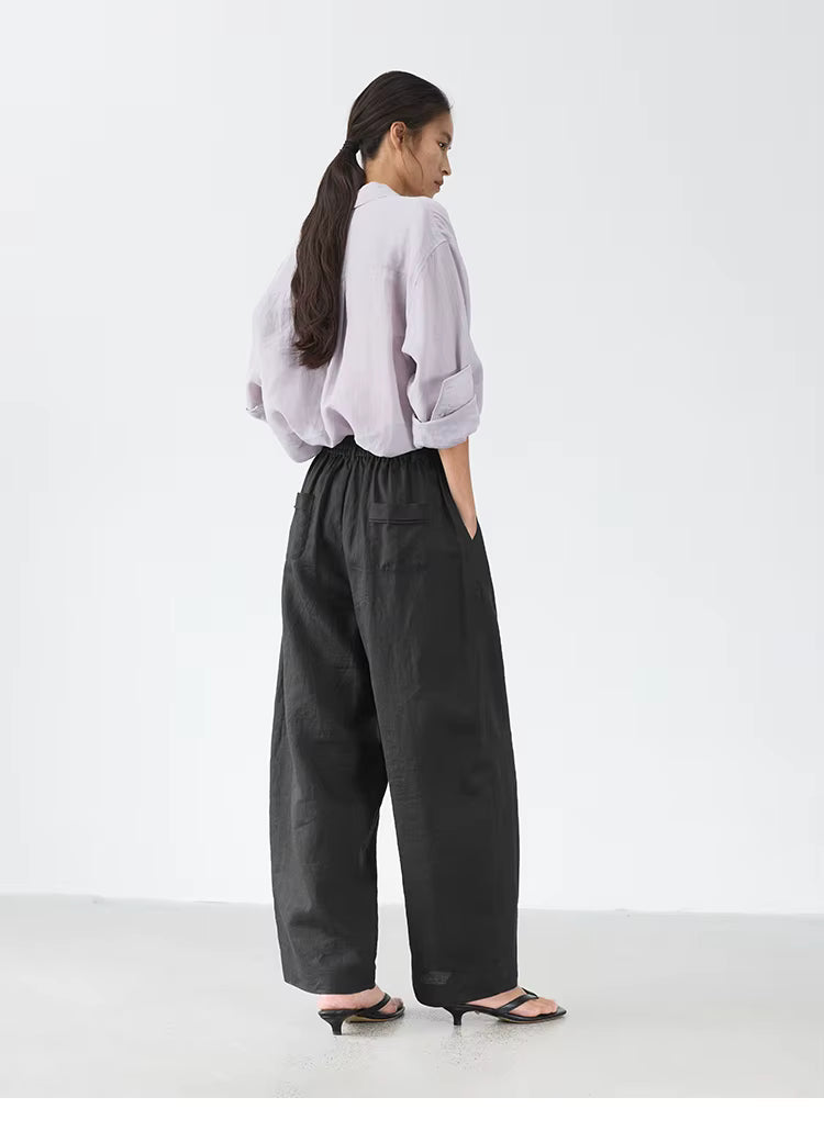 21 Count Ramie Elastic Waist Plus Size Casual Pants Loose Linen Women's Trousers 2026 Spring/Summer Women's Fashion by AliShop