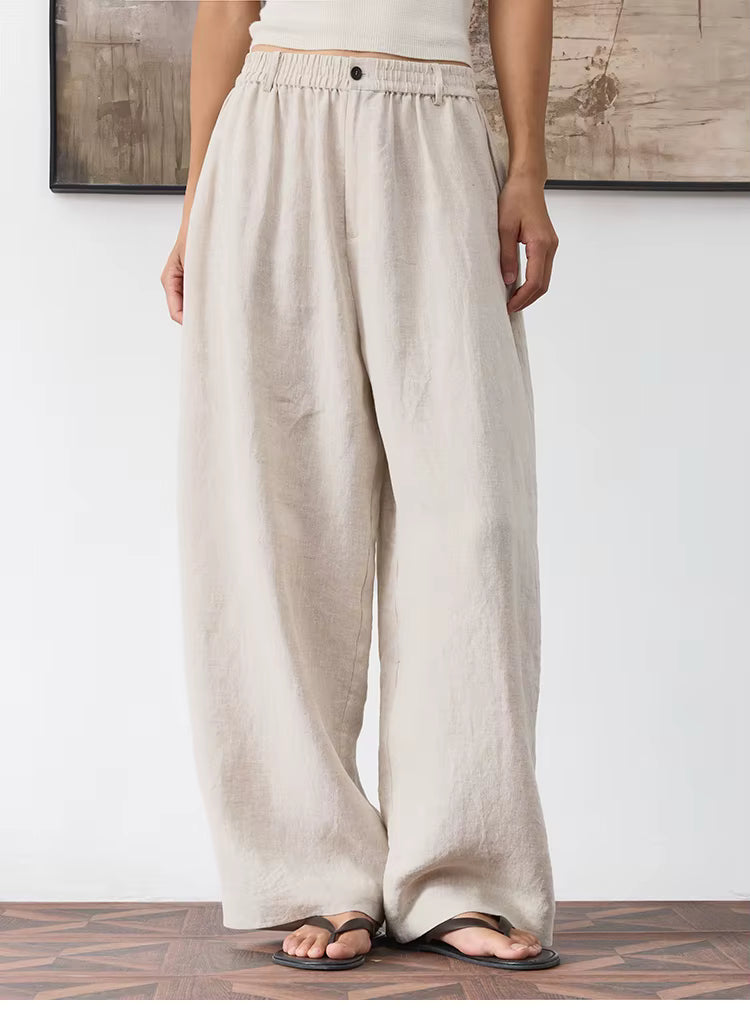 21 Count Ramie Elastic Waist Plus Size Casual Pants Loose Linen Women's Trousers 2026 Spring/Summer Women's Fashion by AliShop