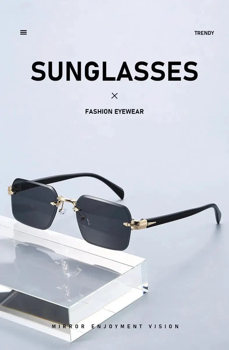 Luxury Rimless Sunglasses, Metal Hinge Exquisite Craftsmanship, Gradient Lenses Sun Protection Sunglasses 823 by AliShop