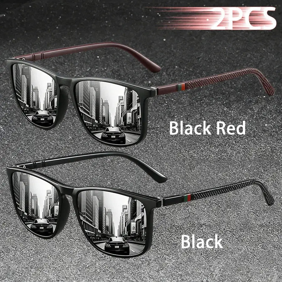 2PCS Classic Fashion Colorful stripes design Sunglasses Men Women Driving Fishing leisure Men Brand Designer Retro Sun Glasses by AliShop