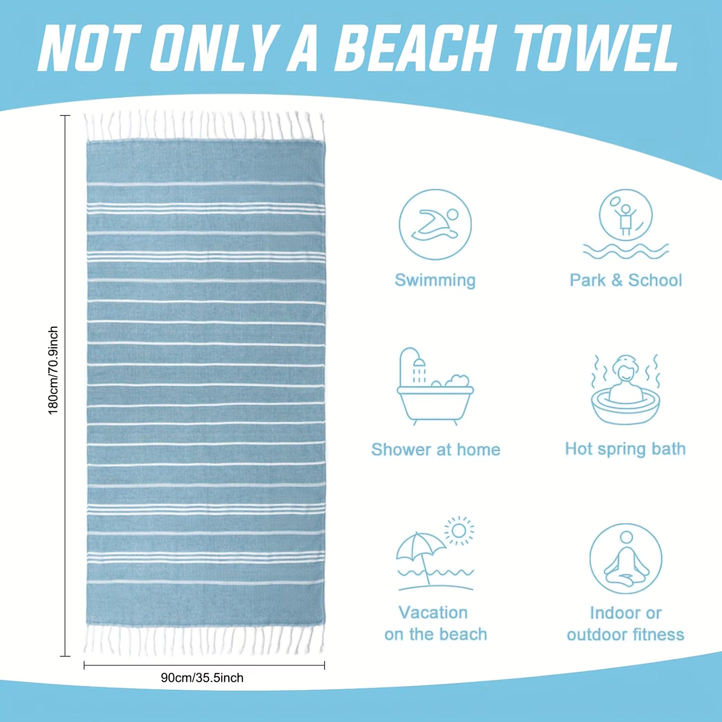 Thin Turkish Beach Towel 90*180CM Sauna Spa Gym sports Fitness Fringed Bath Towel kitchen Soft Absorbent Quick drying towels by AliShop