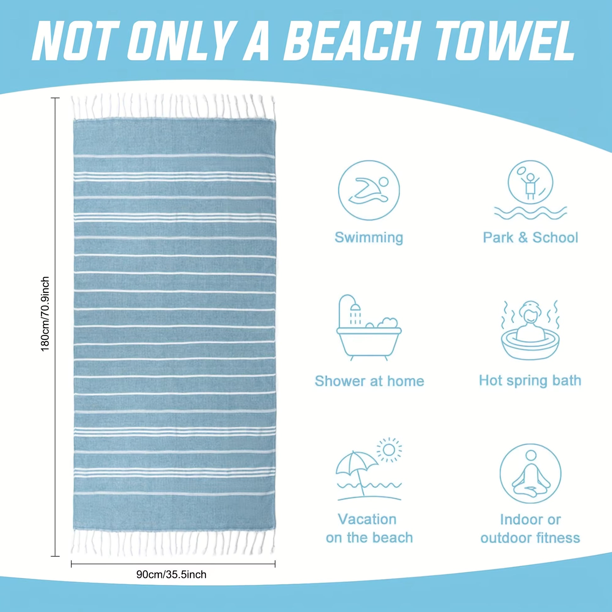 Thin Turkish Beach Towel 90*180CM Sauna Spa Gym sports Fitness Fringed Bath Towel kitchen Soft Absorbent Quick drying towels by AliShop