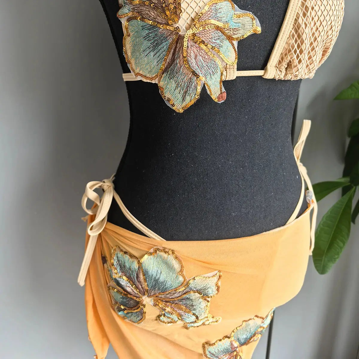 3 Pieces Bikini 2025 Sexy Women Swimsuit Swimwear Female Bikini Set Beachwear Bathing Suit Flower Sarong Swimming Suit Cover Ups by AliShop