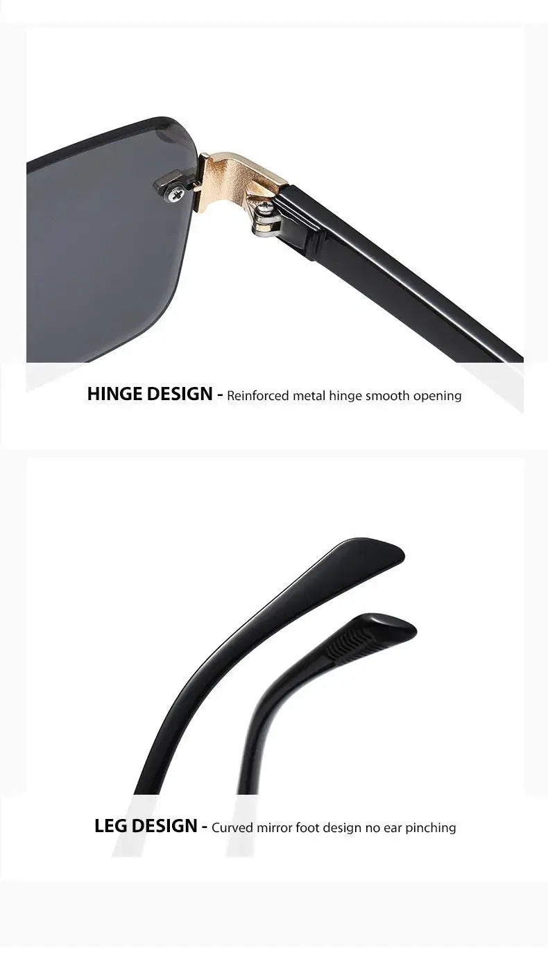 Luxury Rimless Sunglasses, Metal Hinge Exquisite Craftsmanship, Gradient Lenses Sun Protection Sunglasses 823 by AliShop