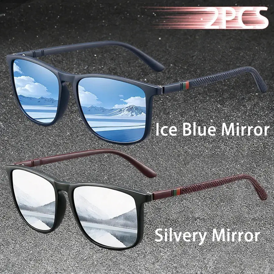 2PCS Classic Fashion Colorful stripes design Sunglasses Men Women Driving Fishing leisure Men Brand Designer Retro Sun Glasses by AliShop