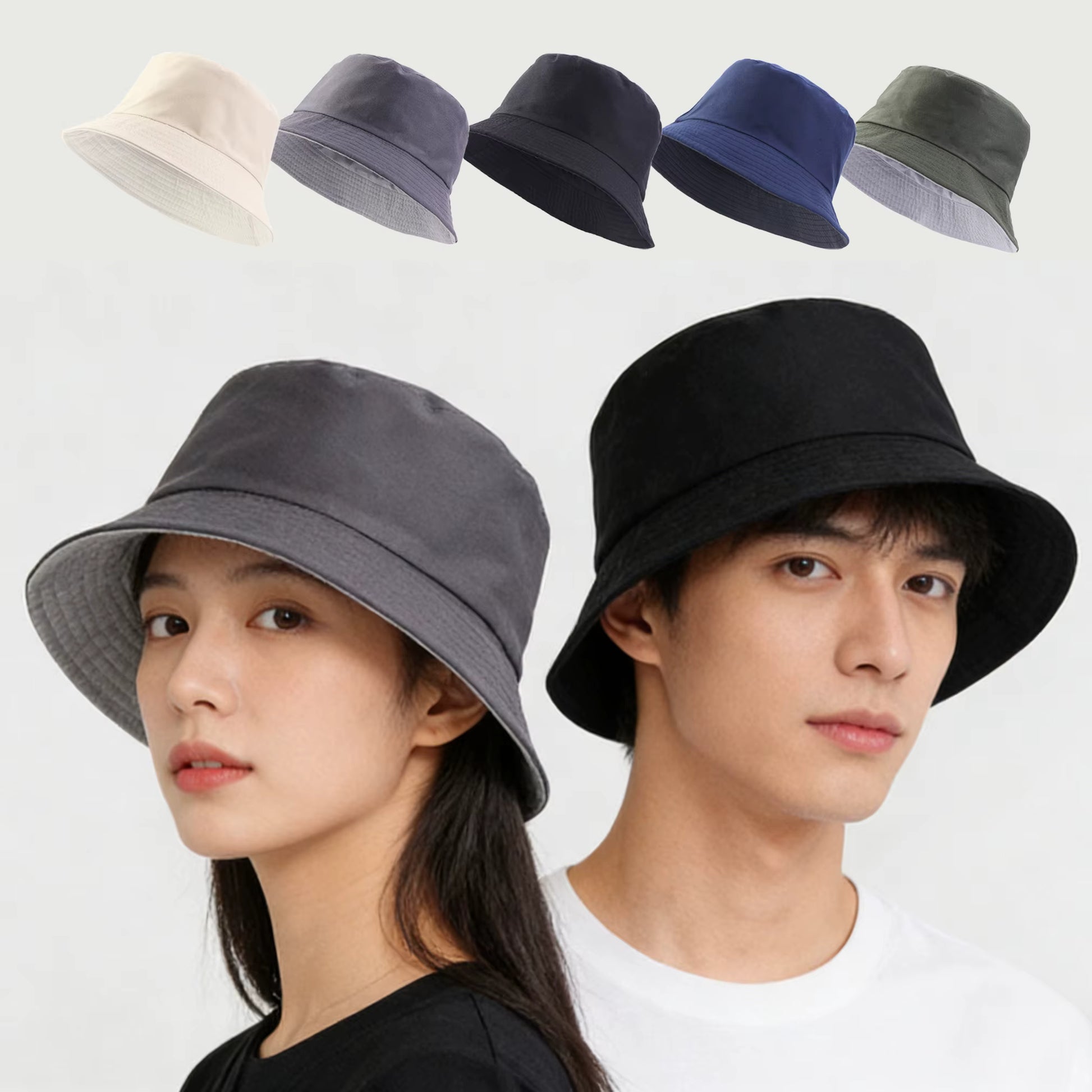 Spring Summer Unisex Solid Color Fisherman Cap Foldable Bucket Hat Outdoor Sunscreen Hat Caps Fashionable Double-sided Basin Hat by AliShop