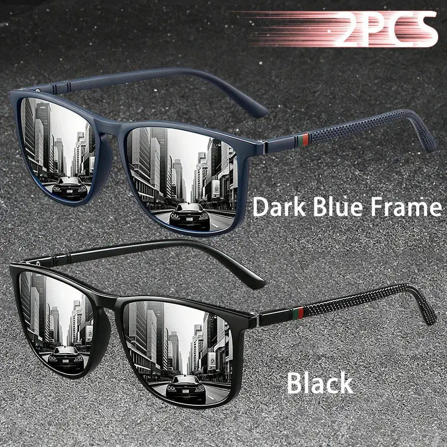 2PCS Classic Fashion Colorful stripes design Sunglasses Men Women Driving Fishing leisure Men Brand Designer Retro Sun Glasses by AliShop