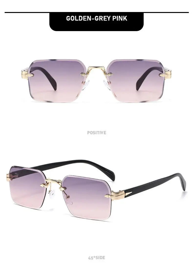 Luxury Rimless Sunglasses, Metal Hinge Exquisite Craftsmanship, Gradient Lenses Sun Protection Sunglasses 823 by AliShop