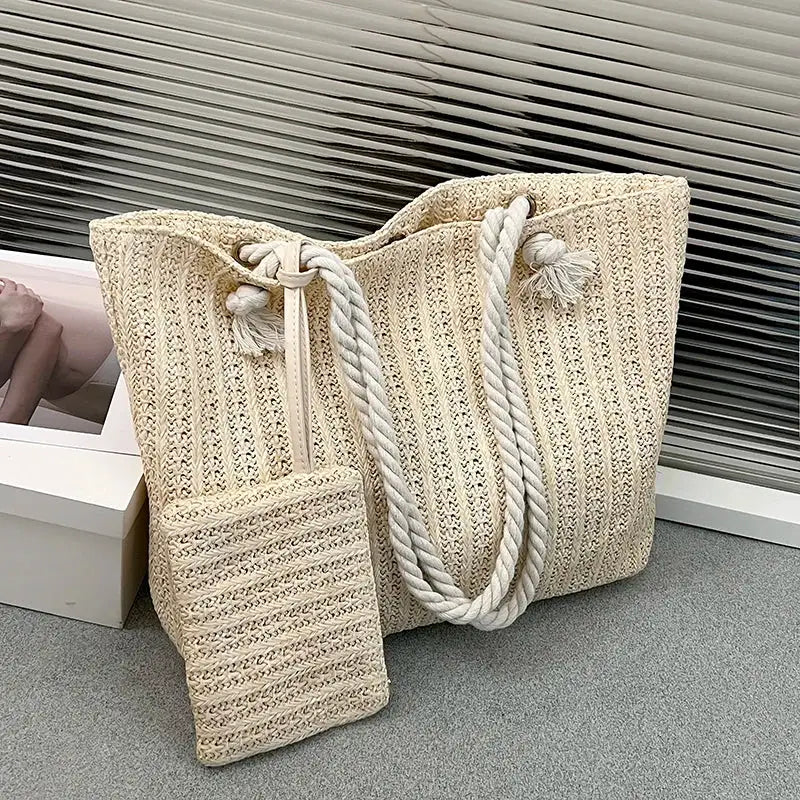 Fashion Large Capacity Straw Tote Bag Designer Women Handbags Handamde Woven Summer Beach Bag Casual Bali Big Purse by AliShop