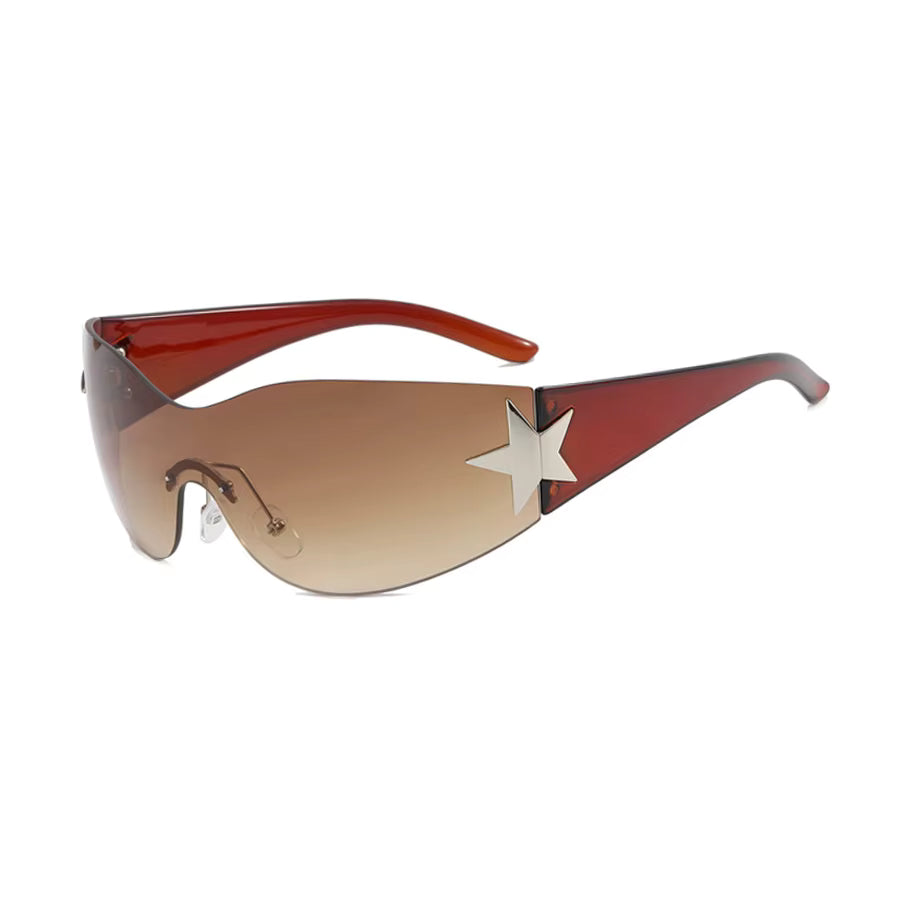 New Women's Rimless Star Decoration Integrated Y2K Hot Girl Style Hip Hop Fashion Sunglasses Beach Party Glasses Men by AliShop