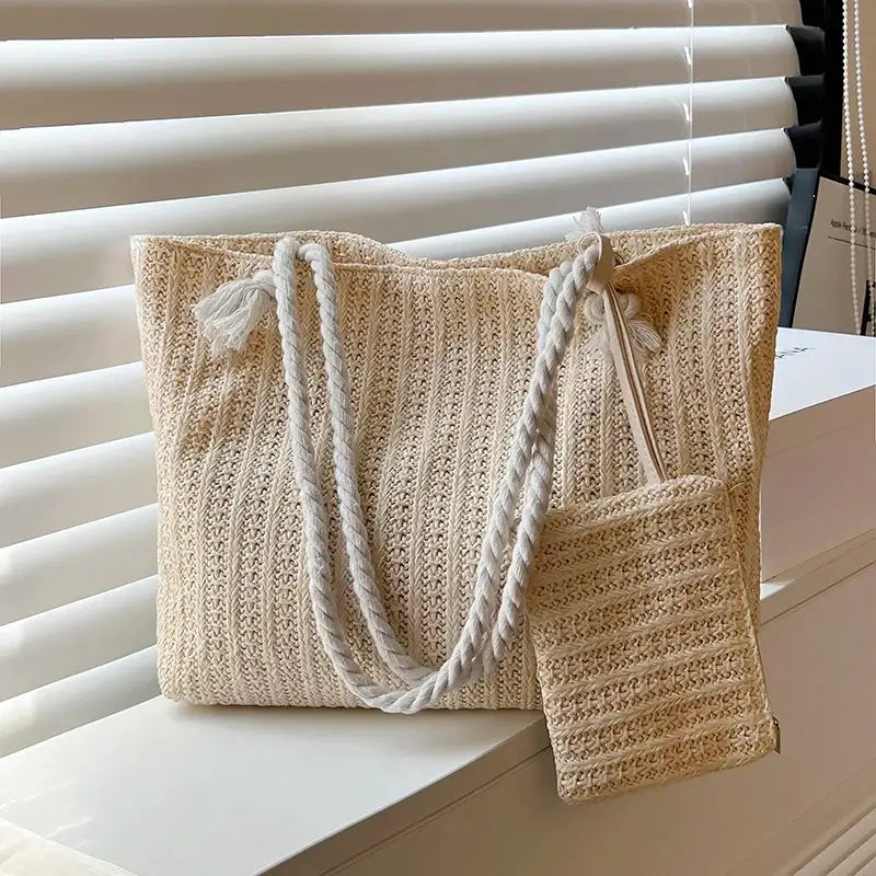 Fashion Large Capacity Straw Tote Bag Designer Women Handbags Handamde Woven Summer Beach Bag Casual Bali Big Purse by AliShop