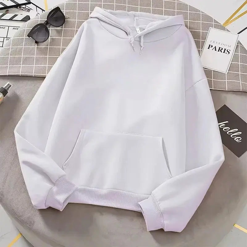 White Hoodies men women Autumn Long Sleeve Pullover Tops Casual Pocket Hoodies Unisex Outer Loose Sport Wear by AliShop