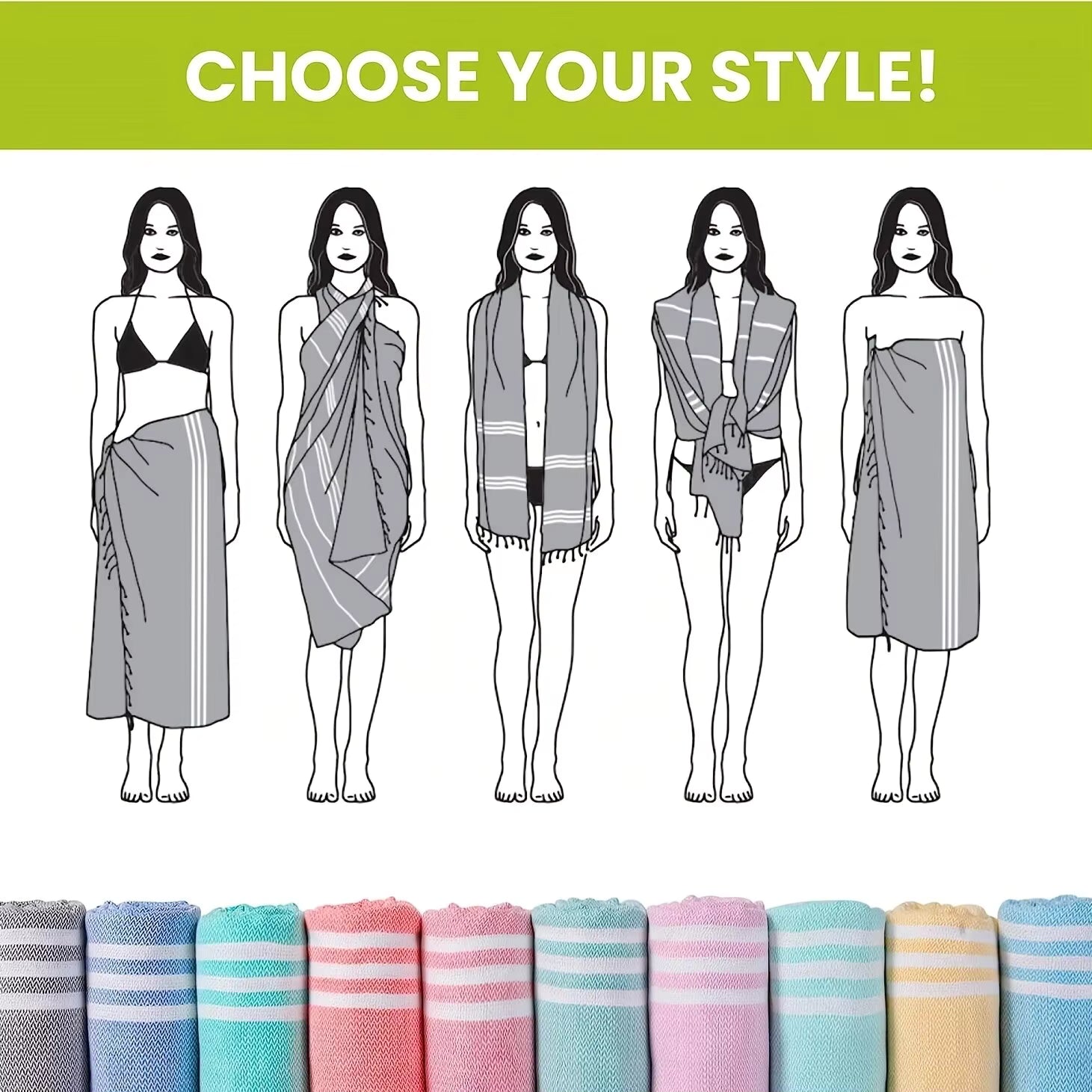 Thin 100X180cm Turkish Beach Towel Oversized Sand Free Tassel Quick Dry Swim Extra Large Light Travel for Adults Gifts Accessories by AliShop