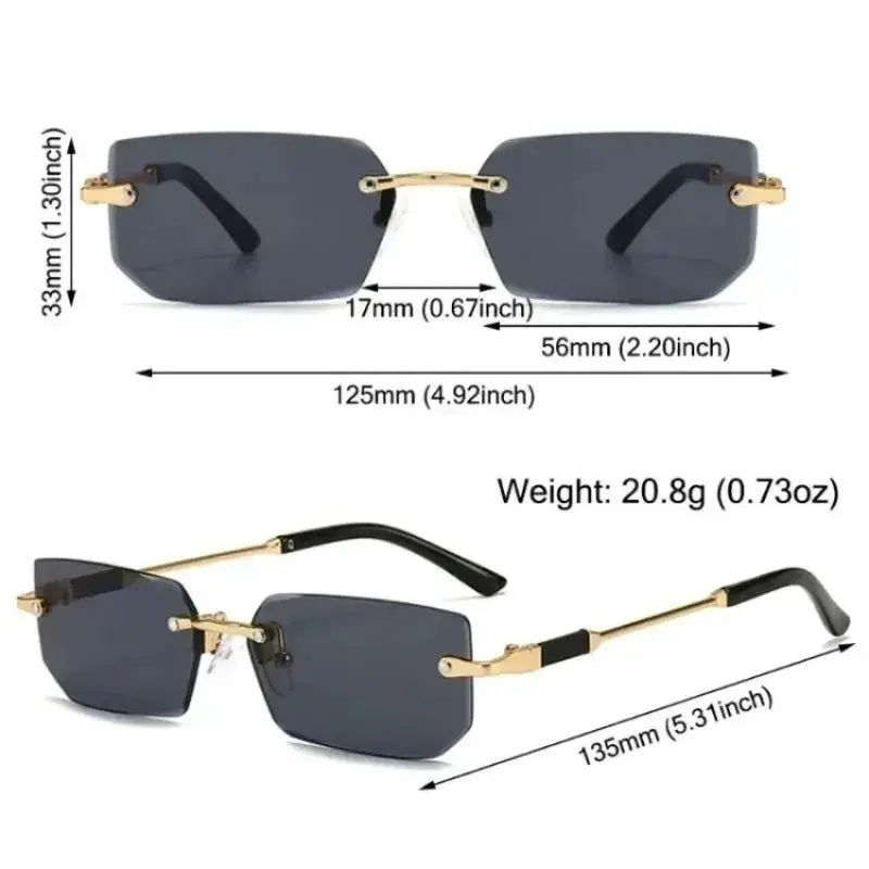Rimless Rectangle Sunglasses, UV400 Protection Frameless Sun Glasses, Retro Eyewear for Women & Men by AliShop