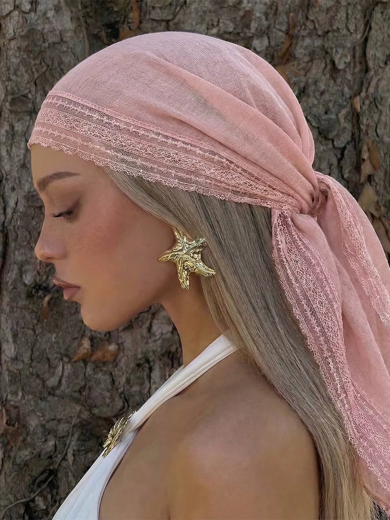 Bohemian Solid Lace Trim Scarf for Women Square Cotton Hijabs Soft Sun-Protection Shawl Summer Beach Sarong Headband 2026 by AliShop