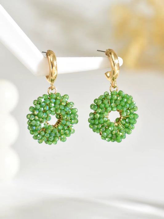 Bohemian Vintage Minimalist Resort-Style Handmade Beaded Round Dangle Earrings Suitable for women to wear daily, at parties, dan by AliShop