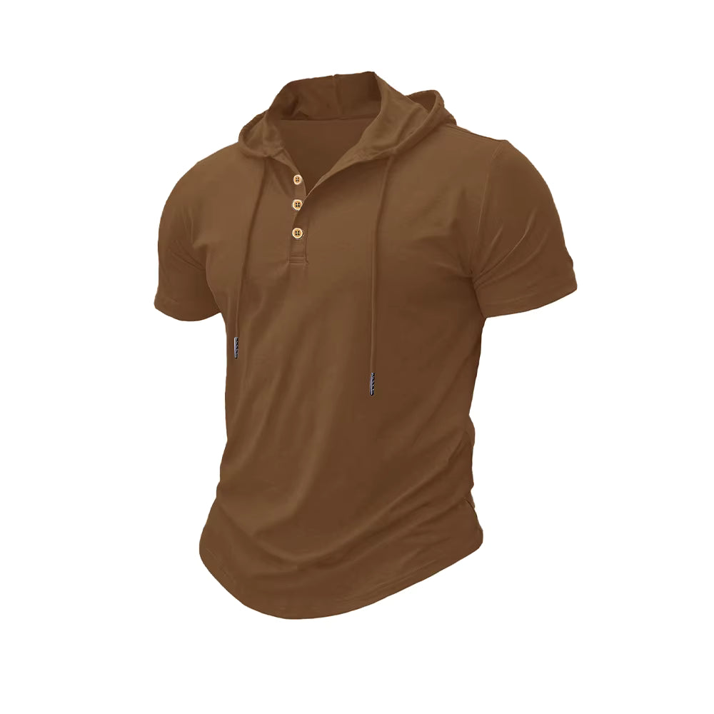 Men's T Shirt Summer Slim Fitness Hooded Short-Sleeved Tees Male Lightweight Hoodie Fitness Breathable Sports Tops by AliShop