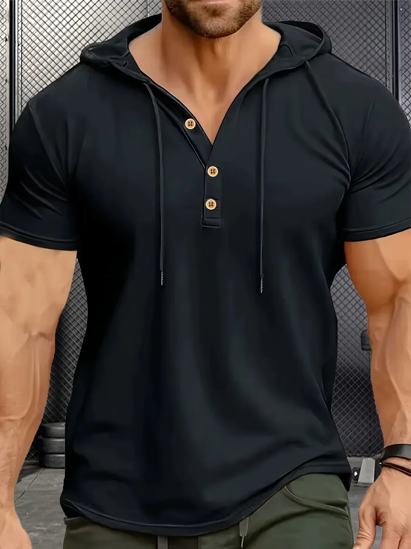 Men's T Shirt Summer Slim Fitness Hooded Short-Sleeved Tees Male Lightweight Hoodie Fitness Breathable Sports Tops by AliShop