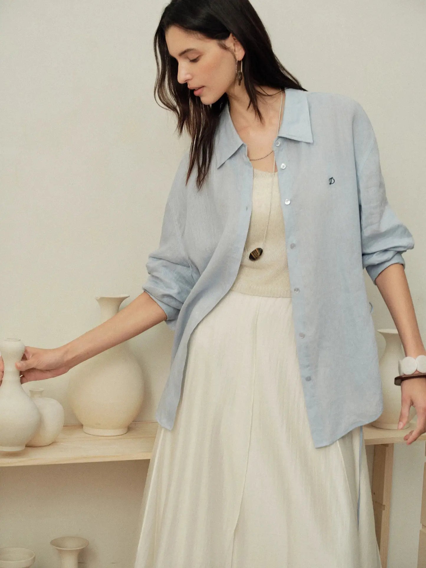 DUSHU 【Breathable Series】 Drop-Shoulder Multi-Color Linen Shirt New Summer Arrival Ramie Top Long Sleeve Leisure Sun-protection by AliShop