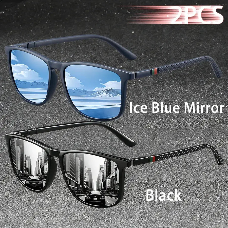 2PCS Classic Fashion Colorful stripes design Sunglasses Men Women Driving Fishing leisure Men Brand Designer Retro Sun Glasses by AliShop